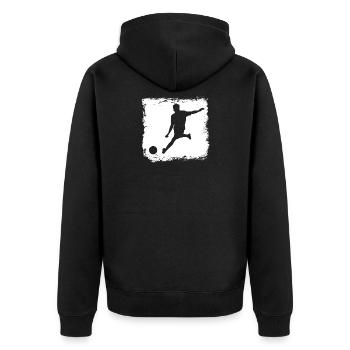 Fußballer Torschuss Silhouette Mannschaft Sport - Unisex Premium Bio Zip Hoodie - Schwarz - Hinten - Nico (187cm)