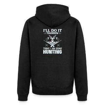 hunter - Unisex Premium Organic Zip Hoodie - black - Back - Nico (187cm)