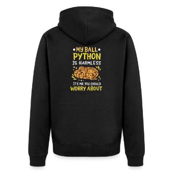 Ball Python - Unisex Premium Organic Zip Hoodie - black - Back - Nico (187cm)