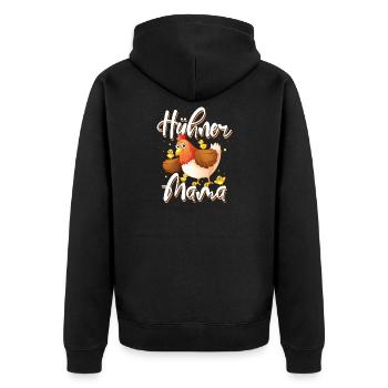 Hühner Mama - Unisex Premium Bio Zip Hoodie - Schwarz - Hinten - Nico (187cm)