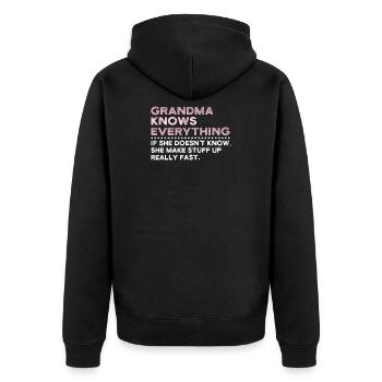 Grandma Knows Everything - Veste à capuche bio Premium Unisexe - noir - Dos - Nico (187cm)