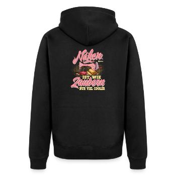sew - Unisex Premium Organic Zip Hoodie - black - Back - Nico (187cm)