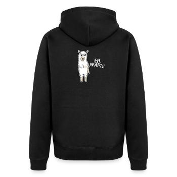 Er war's - Unisex Premium Bio Zip Hoodie - Schwarz - Hinten - Nico (187cm)