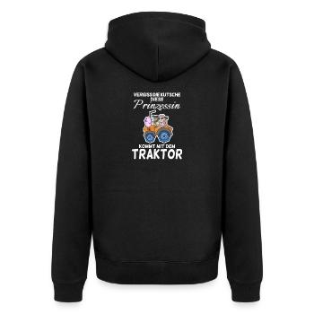 Prinzessin - Unisex Premium Bio Zip Hoodie - Schwarz - Hinten - Nico (187cm)