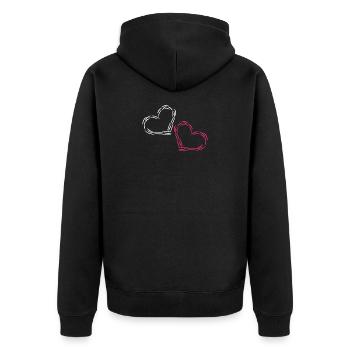 Heart Heart - Unisex Premium Organic Zip Hoodie - black - Back - Nico (187cm)
