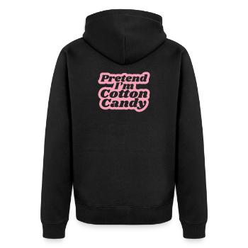 Cotton Candy Candy - Funny Saying - Unisex Premium Organic Zip Hoodie - black - Back - Nico (187cm)