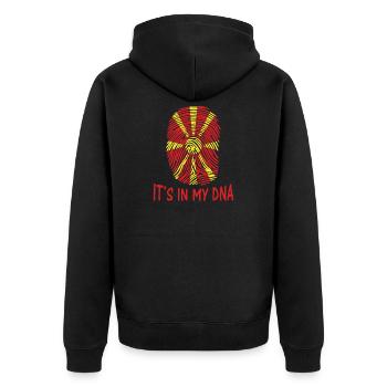 drapeau de macédoine du Nord, il est dans mon t-shirt adn - Veste à capuche bio Premium Unisexe - noir - Dos - Nico (187cm)