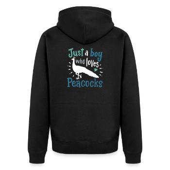 Paons oiseaux paon amoureux de paon - Veste à capuche bio Premium Unisexe - noir - Dos - Nico (187cm)