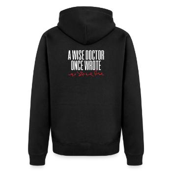 Arzt Doktor Medizin Handschrift - Unisex Premium Bio Zip Hoodie - Schwarz - Hinten - Nico (187cm)