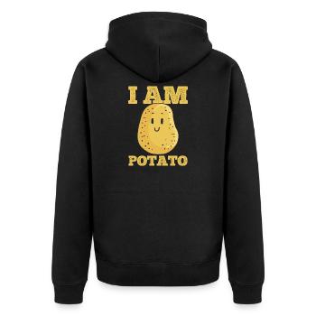 Kartoffel Kawaii - Unisex Premium Bio Zip Hoodie - Schwarz - Hinten - Nico (187cm)
