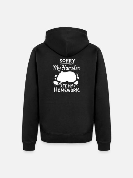 Hamster students back to school - Unisex Premium Organic Zip Hoodie - black