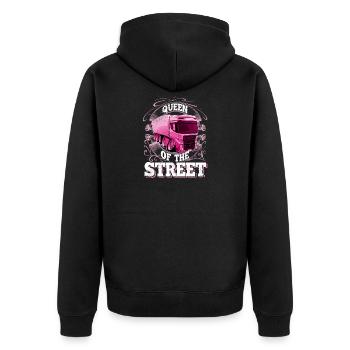 Lkw Fahrerin - Unisex Premium Bio Zip Hoodie - Schwarz - Hinten - Nico (187cm)