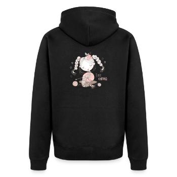 Knitting knitter "I like knitting" - Unisex Premium Organic Zip Hoodie - black - Back - Nico (187cm)