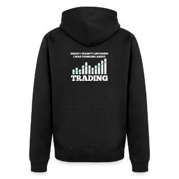 Trading Trading Exchange - Unisex Premium Organic Zip Hoodie - black - Back - Nico (187cm)