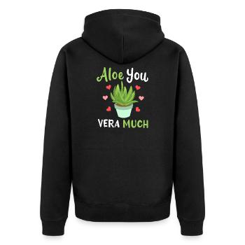 Aloe Vera Sukkulente - Unisex Premium Bio Zip Hoodie - Schwarz - Hinten - Nico (187cm)
