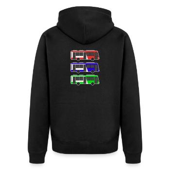 Bus - Unisex Premium Bio Zip Hoodie - Schwarz - Hinten - Nico (187cm)