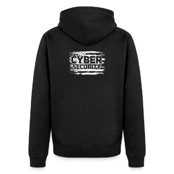 Cybersicherheit USA Flagge IT Computer - Unisex Premium Bio Zip Hoodie - Schwarz - Hinten - Nico (187cm)