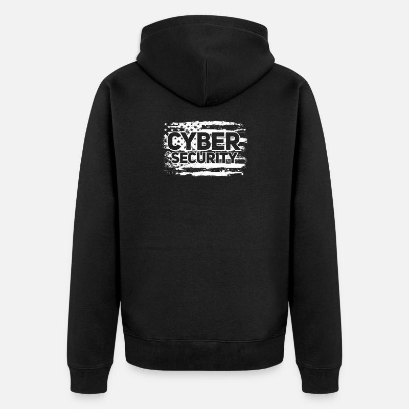 Cybersecurity USA Flag IT Computer - Unisex Premium Organic Zip Hoodie - black