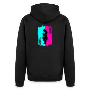 Samurai Silhouette Japan Krieger Schwarz Kunst - Unisex Premium Bio Zip Hoodie - Schwarz - Hinten - Nico (187cm)