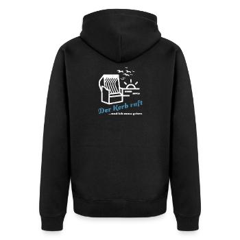 Der Korb ruft - Strandkorb Erholung Strand - Unisex Premium Bio Zip Hoodie - Schwarz - Hinten - Nico (187cm)