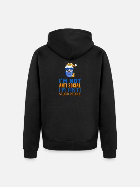 Owl Lazy - Unisex Premium Organic Zip Hoodie - black