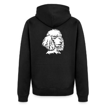 Pudel Kopf "Black Edition" - Unisex Premium Bio Zip Hoodie - Schwarz - Hinten - Nico (187cm)