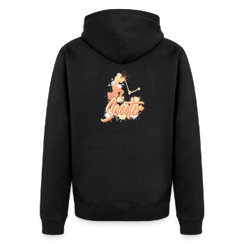 Scooter Tretroller E-Scooter - Unisex Premium Bio Zip Hoodie - Schwarz - Hinten - Nico (187cm)