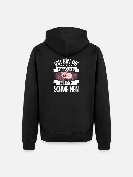 Schwein Landwirtin - Unisex Premium Bio Zip Hoodie - Schwarz