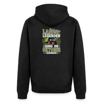 Landwirt Geburtstag Oktober - Unisex Premium Bio Zip Hoodie - Schwarz - Hinten - Nico (187cm)