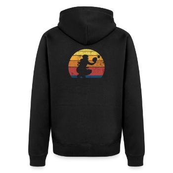 Catcher Softballspieler Vintage - Unisex Premium Bio Zip Hoodie - Schwarz - Hinten - Nico (187cm)