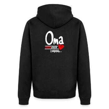 Oma 2022 loading - Unisex Premium Bio Zip Hoodie - Schwarz - Hinten - Nico (187cm)