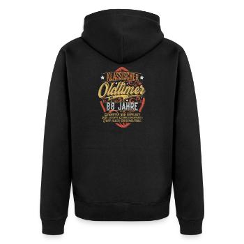 88. Geburtstag Oldtimer - Unisex Premium Bio Zip Hoodie - Schwarz - Hinten - Nico (187cm)