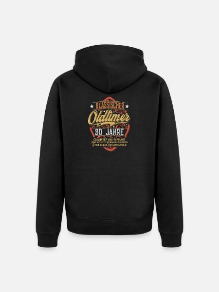 90. Geburtstag Oldtimer - Unisex Premium Bio Zip Hoodie - Schwarz