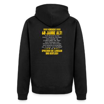 60. Geburtstag Lustiger Spruch - Unisex Premium Bio Zip Hoodie - Schwarz - Hinten - Nico (187cm)