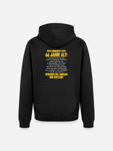 66. Geburtstag Lustiger Spruch - Unisex Premium Bio Zip Hoodie - Schwarz