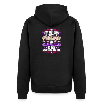 Altenpflegerin Prinzessin - Unisex Premium Bio Zip Hoodie - Schwarz - Hinten - Nico (187cm)