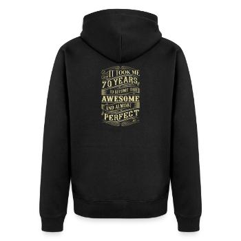 70th birthday - Unisex Premium Organic Zip Hoodie - black - Back - Nico (187cm)