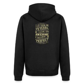 75. Geburtstag - Unisex Premium Bio Zip Hoodie - Schwarz - Hinten - Nico (187cm)