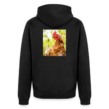 Ich wollt' ich wär' ein Huhn - Unisex Premium Bio Zip Hoodie - Schwarz - Hinten - Nico (187cm)