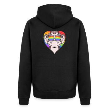Cœur LGBT avec singe arc-en-ciel - Veste à capuche bio Premium Unisexe - noir - Dos - Nico (187cm)