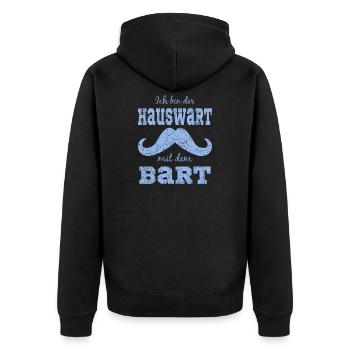 Lustiges Bart Motiv - Unisex Premium Bio Zip Hoodie - Schwarz - Hinten - Nico (187cm)