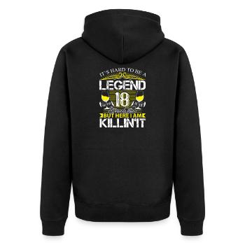 18. Geburtstag Legende - Unisex Premium Bio Zip Hoodie - Schwarz - Hinten - Nico (187cm)