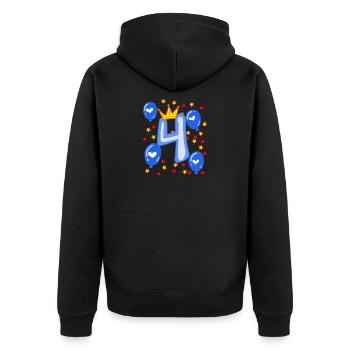 4. Geburtstag Junge Luftballons Krone Sterne - Unisex Premium Bio Zip Hoodie - Schwarz - Hinten - Nico (187cm)