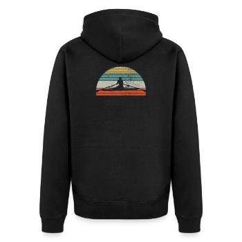 Rudern Ruderer Vintage - Unisex Premium Bio Zip Hoodie - Schwarz - Hinten - Nico (187cm)