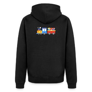 Zug Modelleisenbahn - Unisex Premium Bio Zip Hoodie - Schwarz - Hinten - Nico (187cm)