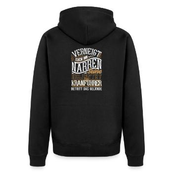 Kranführer - Unisex Premium Bio Zip Hoodie - Schwarz - Hinten - Nico (187cm)
