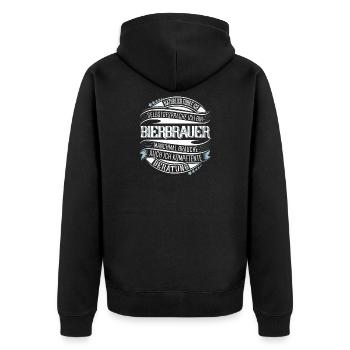 Bierbrauer - Unisex Premium Bio Zip Hoodie - Schwarz - Hinten - Nico (187cm)