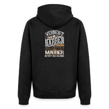 Maurer - Unisex Premium Bio Zip Hoodie - Schwarz - Hinten - Nico (187cm)
