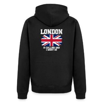 London Union Jack-Flagge Reisen - Unisex Premium Bio Zip Hoodie - Schwarz - Hinten - Nico (187cm)