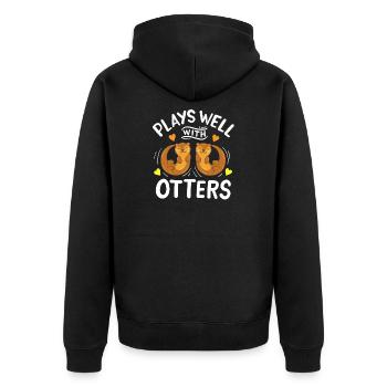 Otter Otter-Liebhaber - Unisex Premium Bio Zip Hoodie - Schwarz - Hinten - Nico (187cm)